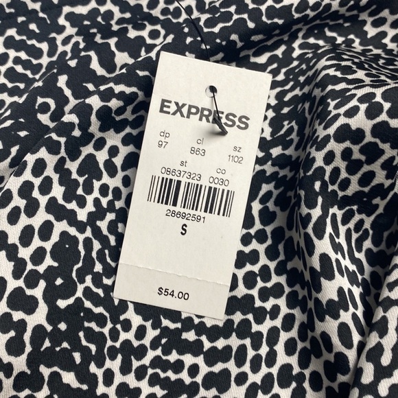 Express One Shoulder Chita Type Print Black and Ivory Thong Bodysuit Size Small - Picture 9 of 9